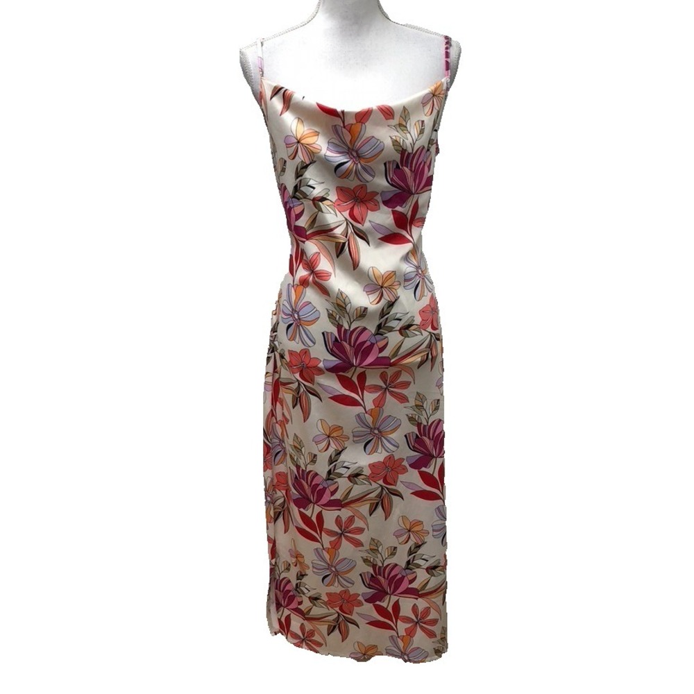 Tolani‎ Satin Midi Sundress Womens Medium Tropical Floral Summer Going Out
